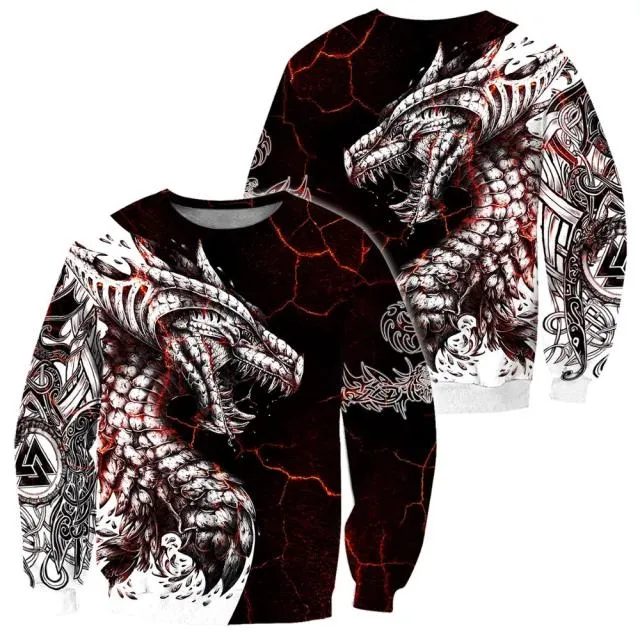 Black & White Dragon Tattoo 3D Printed Hoodie