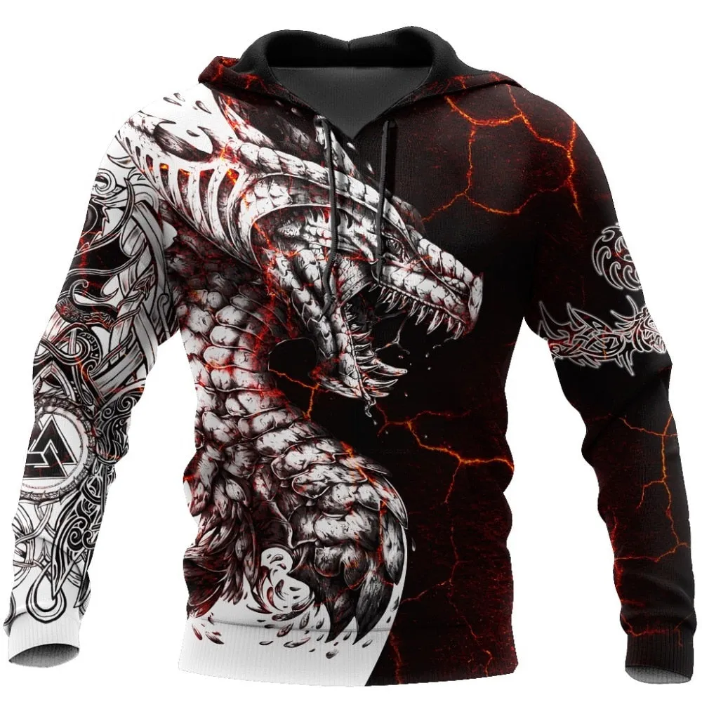 Black & White Dragon Tattoo 3D Printed Hoodie