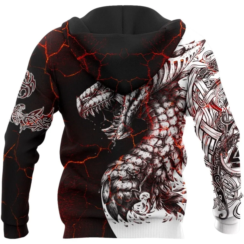 Black & White Dragon Tattoo 3D Printed Hoodie