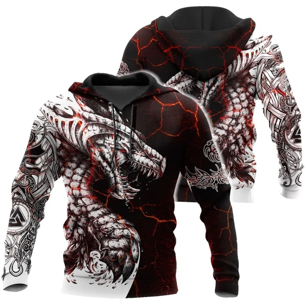 Black & White Dragon Tattoo 3D Printed Hoodie