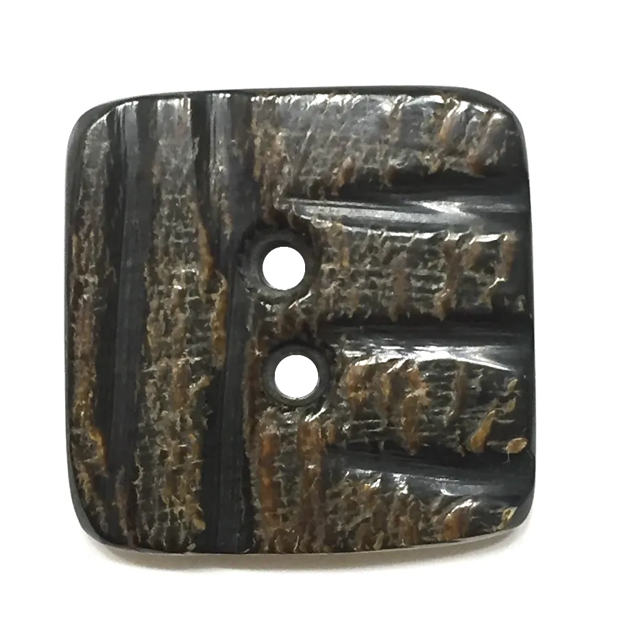 Black, Gray and Brown Square Horn Button 1-1/8" with Five Scratches  #SK0051