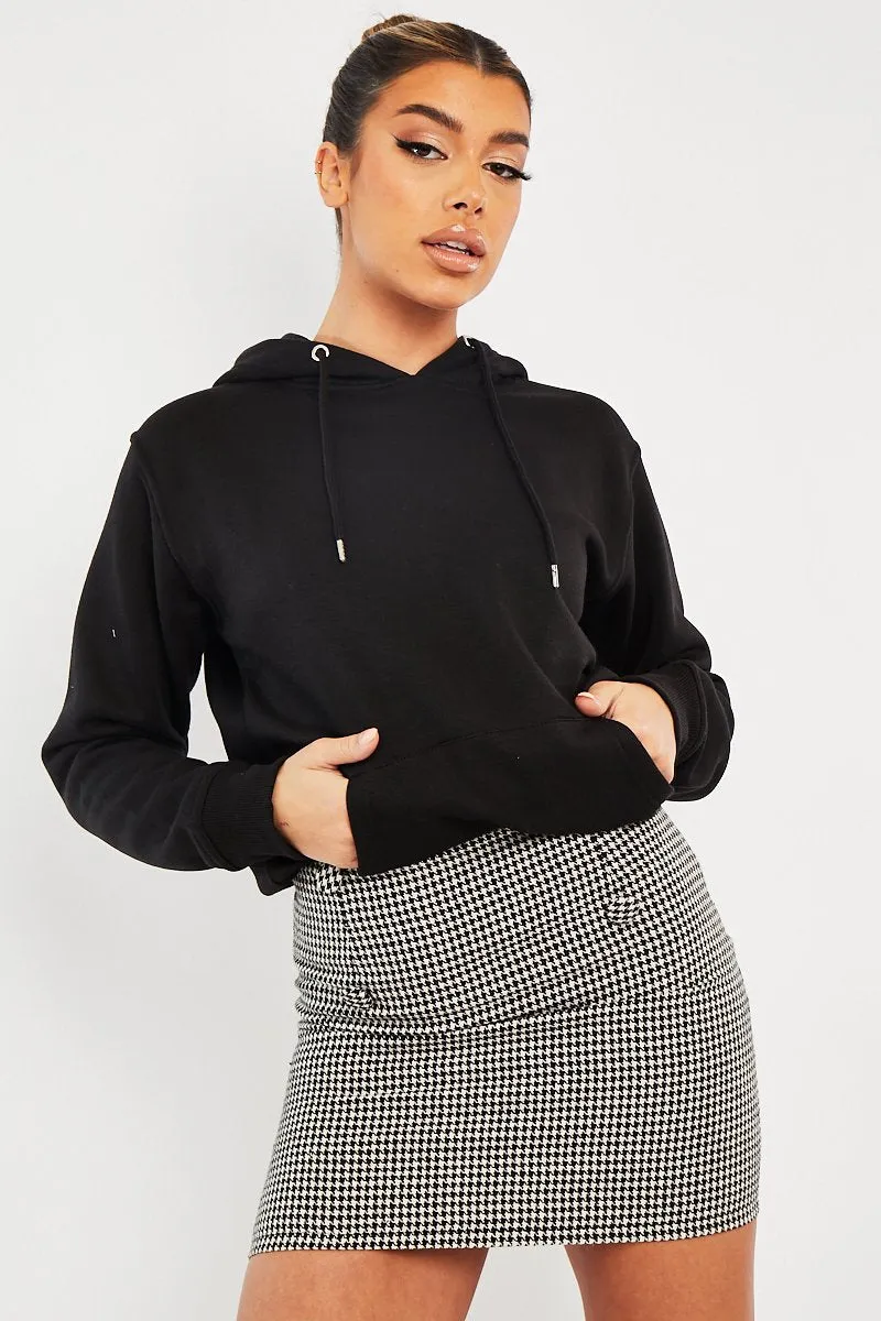 Black Houndstooth Button Mini Skirt - Ruthie