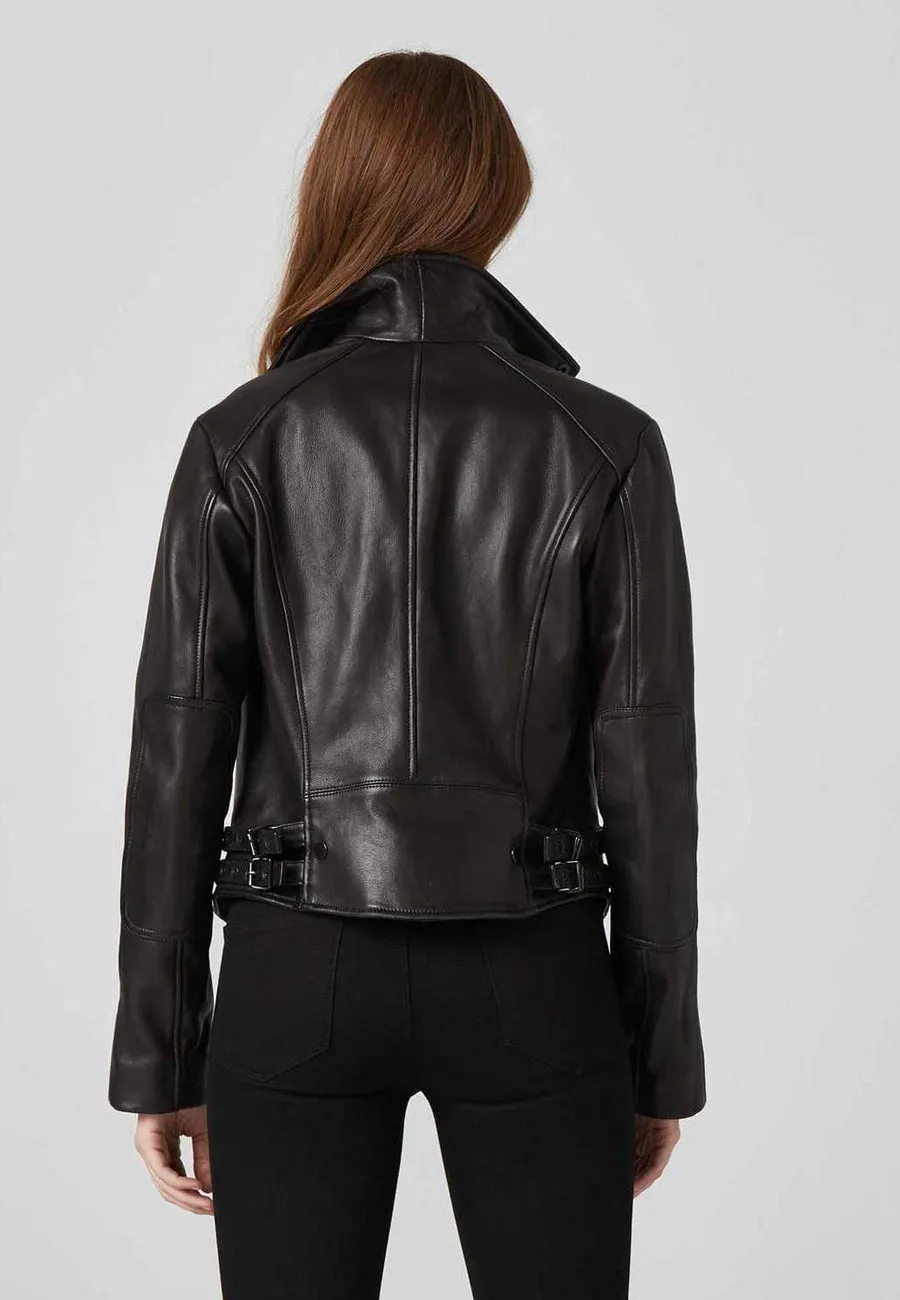 Black Leather Biker Jacket Female