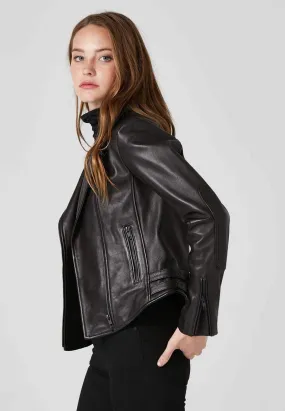 Black Leather Biker Jacket Female