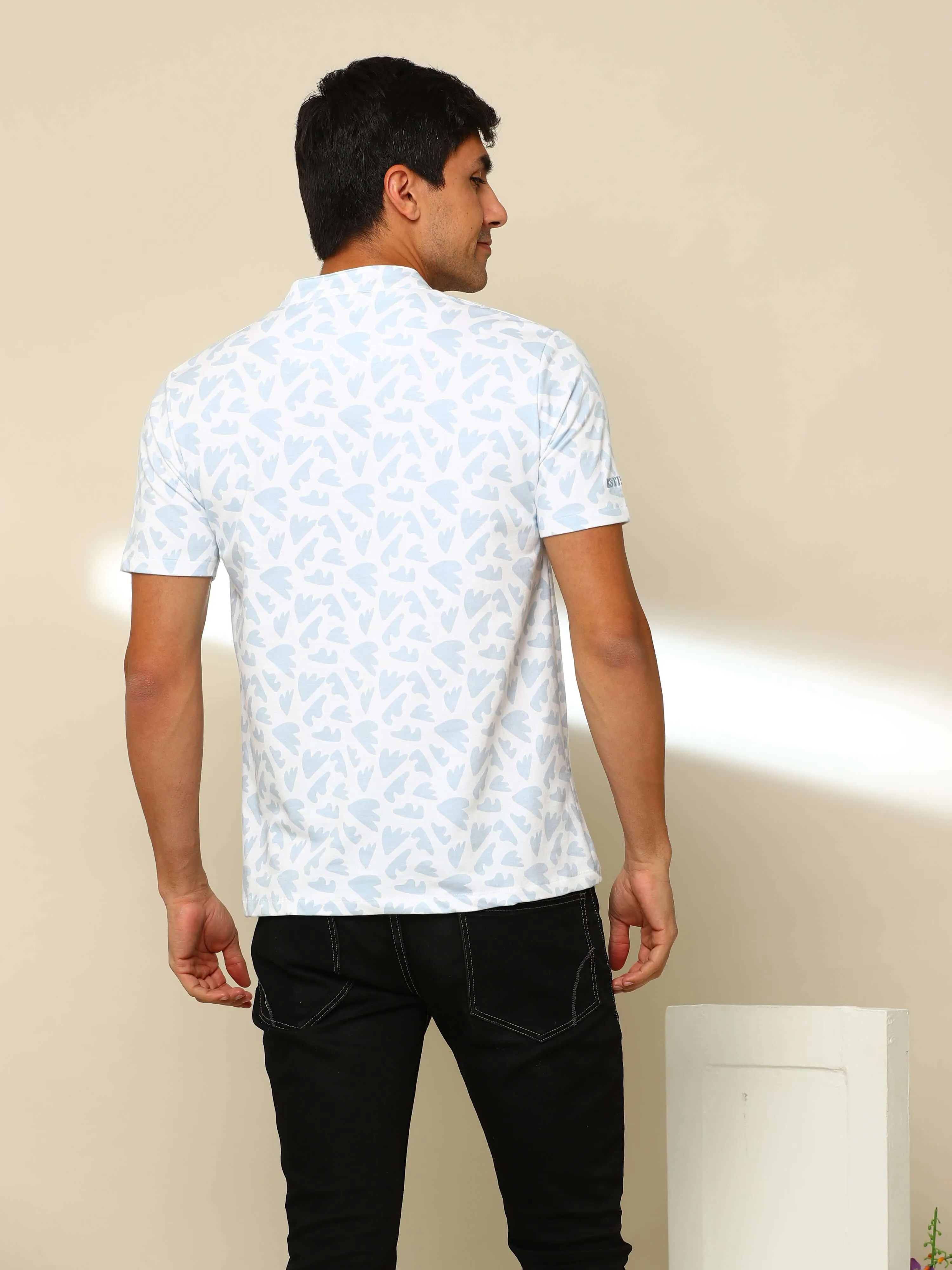 Bloom Over White Henley T-Shirt