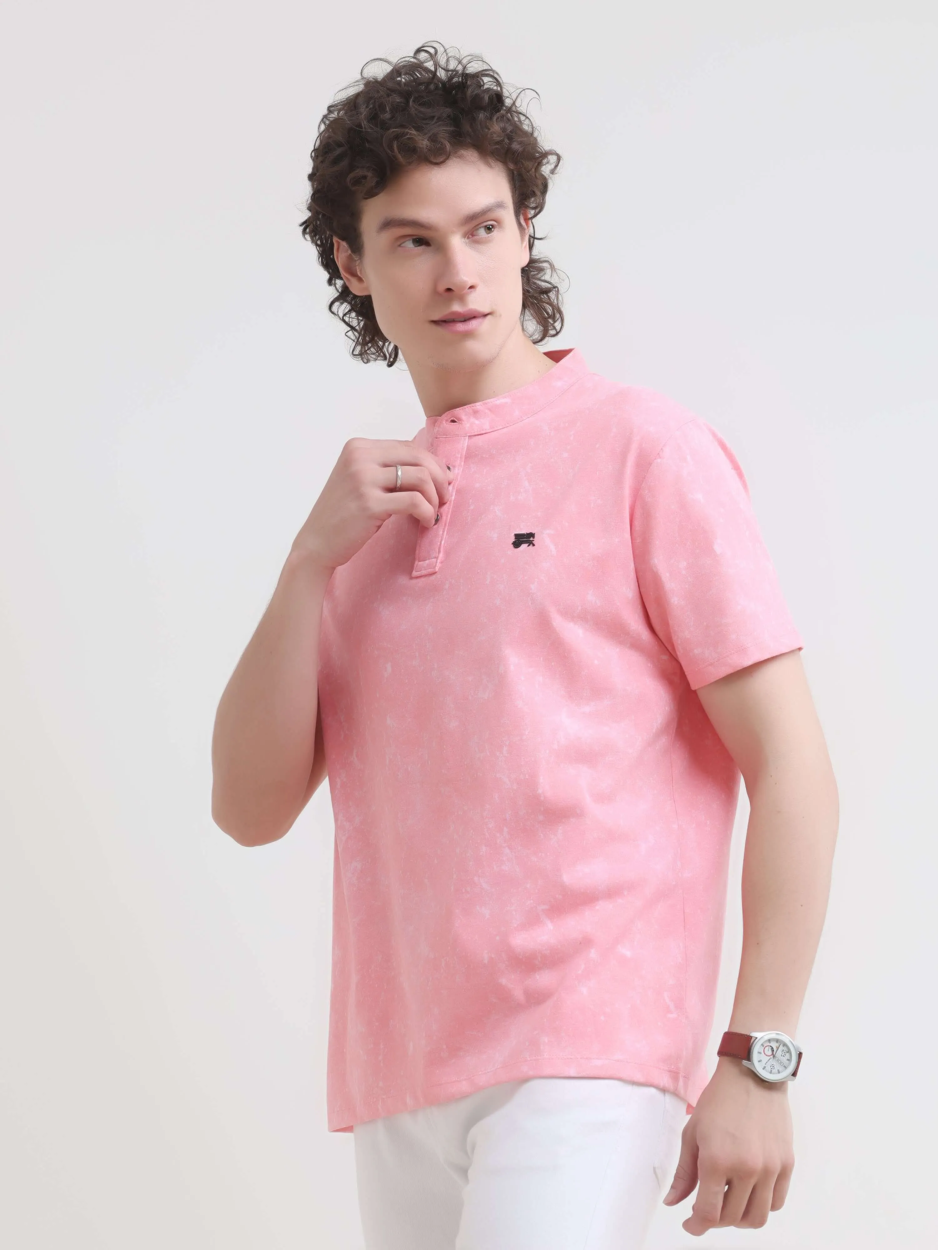 Blush Aura Henley T-shirt