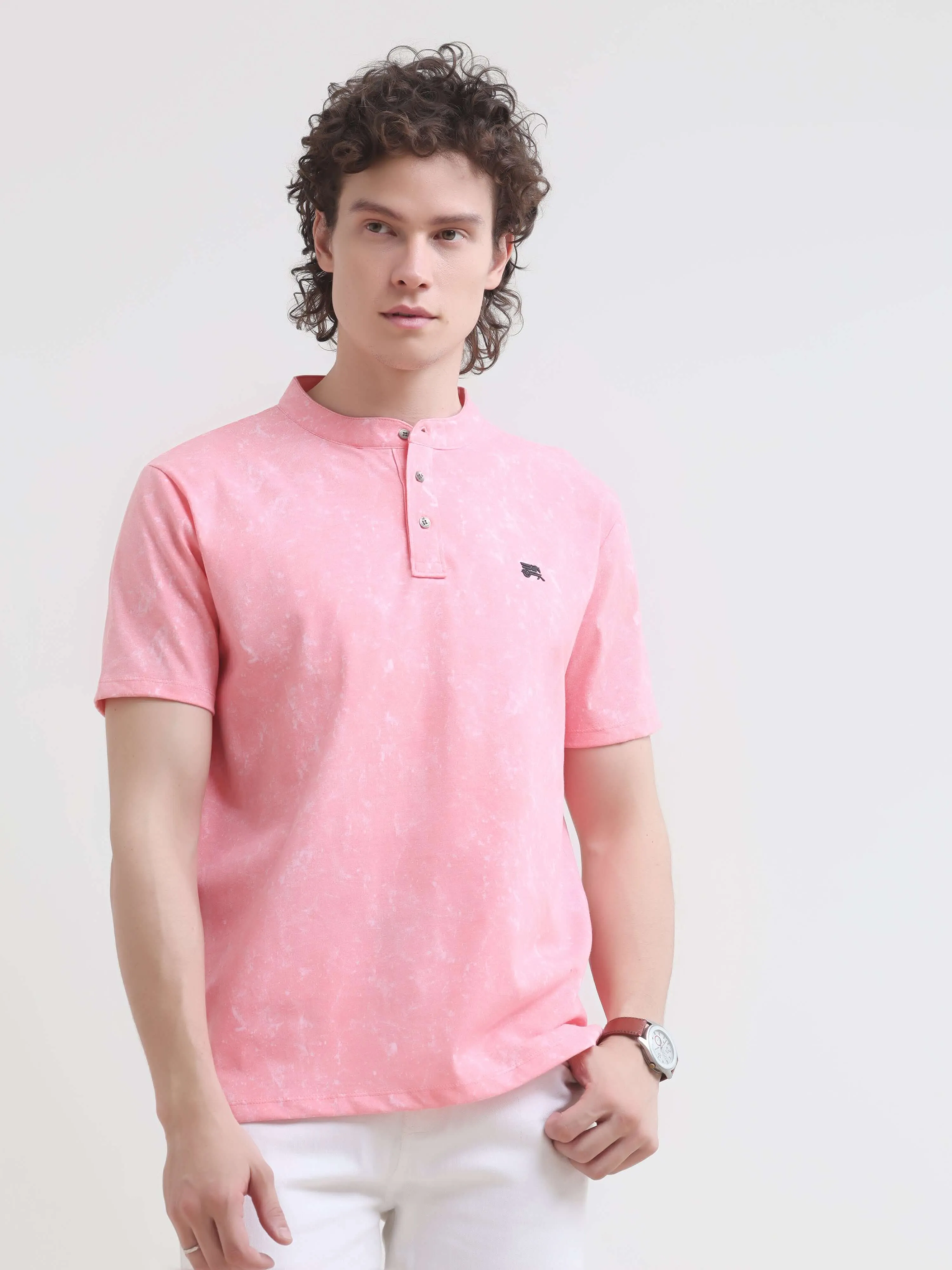 Blush Aura Henley T-shirt