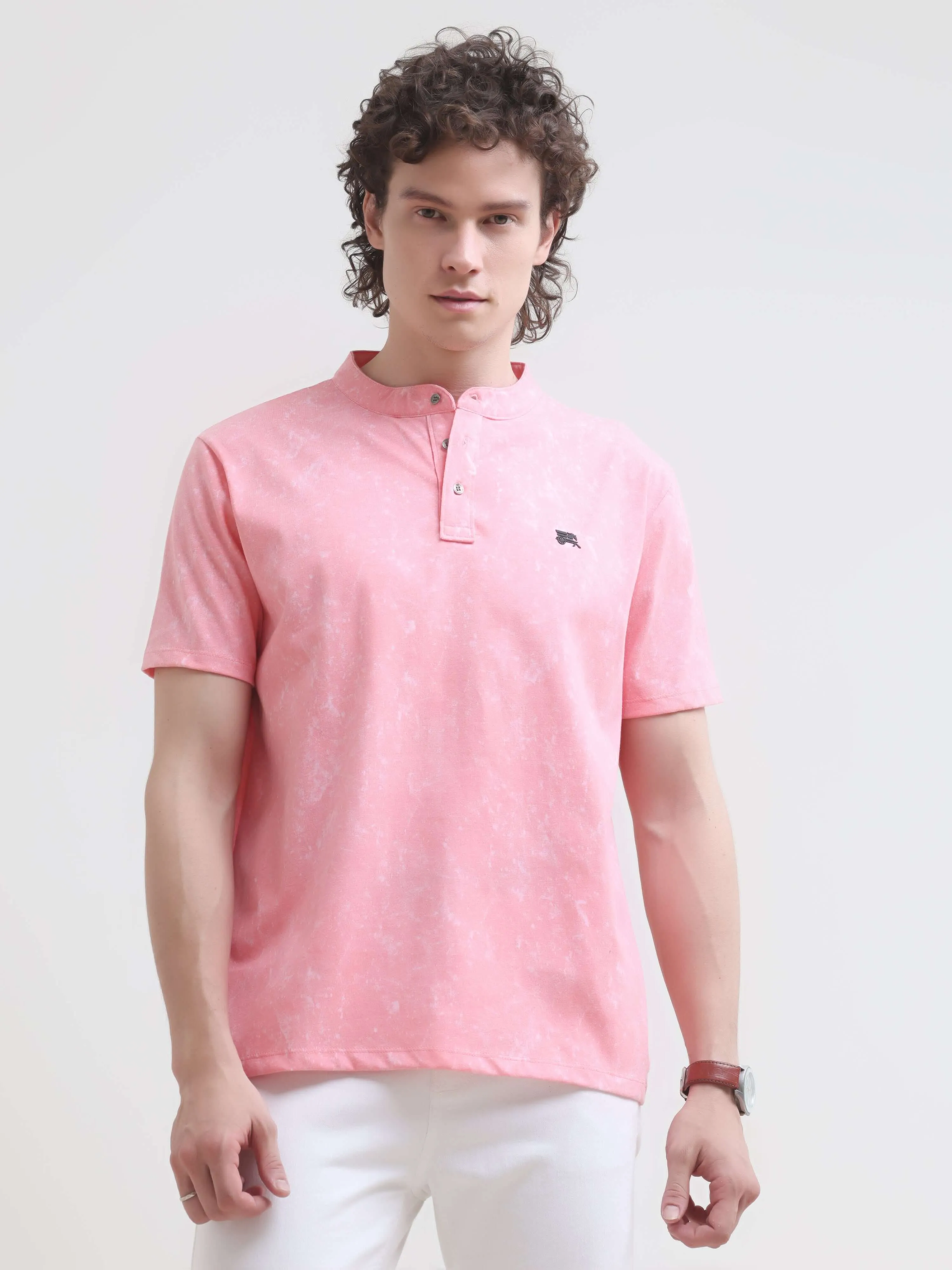 Blush Aura Henley T-shirt