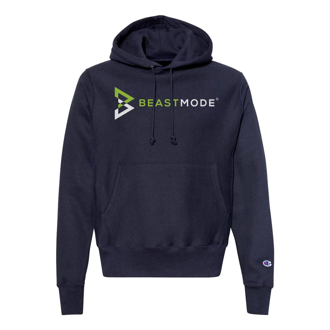 BMV-K001-NVY - BEASTMODE MENS BASIC LOGO PULLOVER HOODY WHT