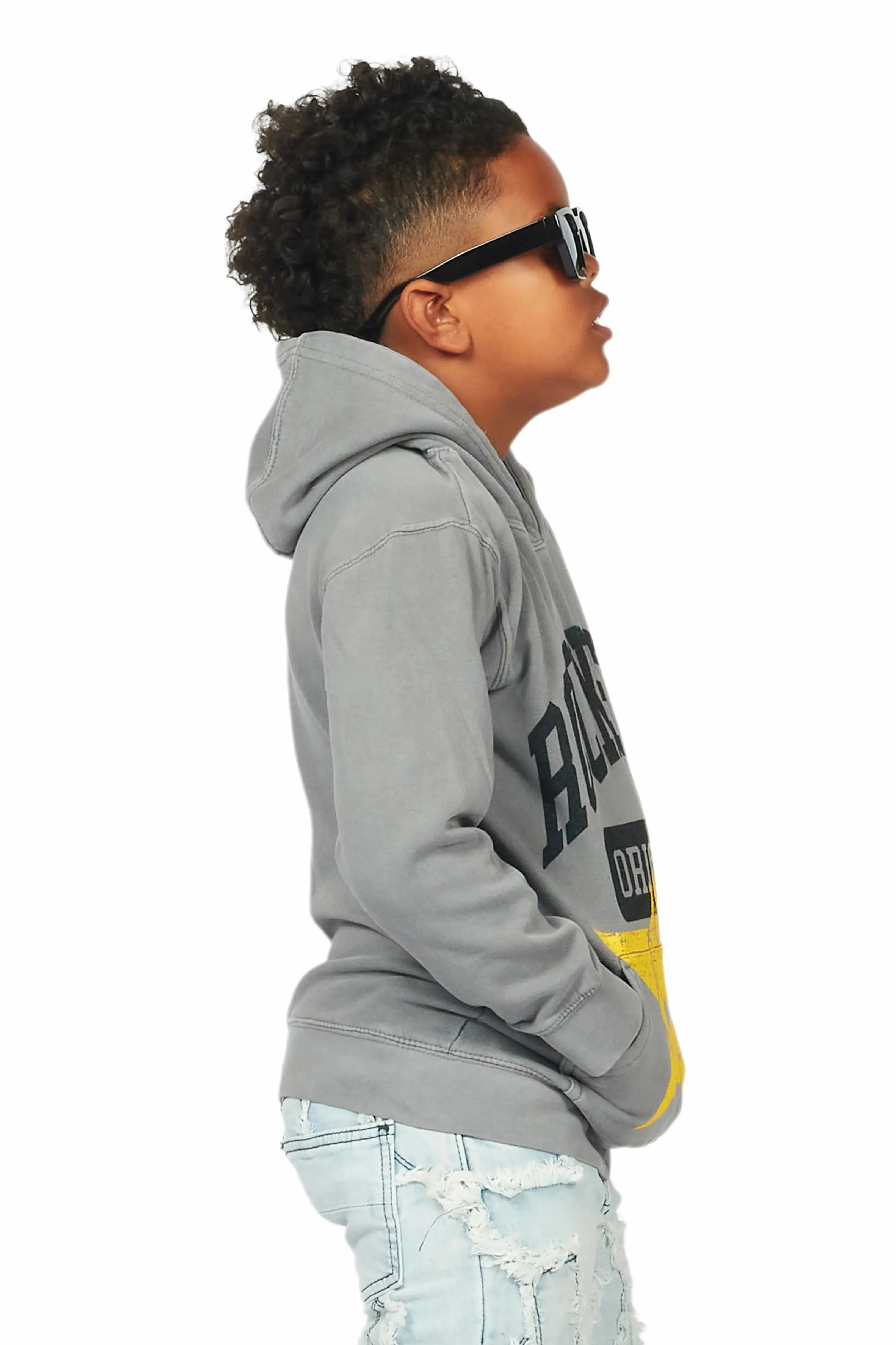 Boys Semaj Vintage Grey Graphic Hoodie