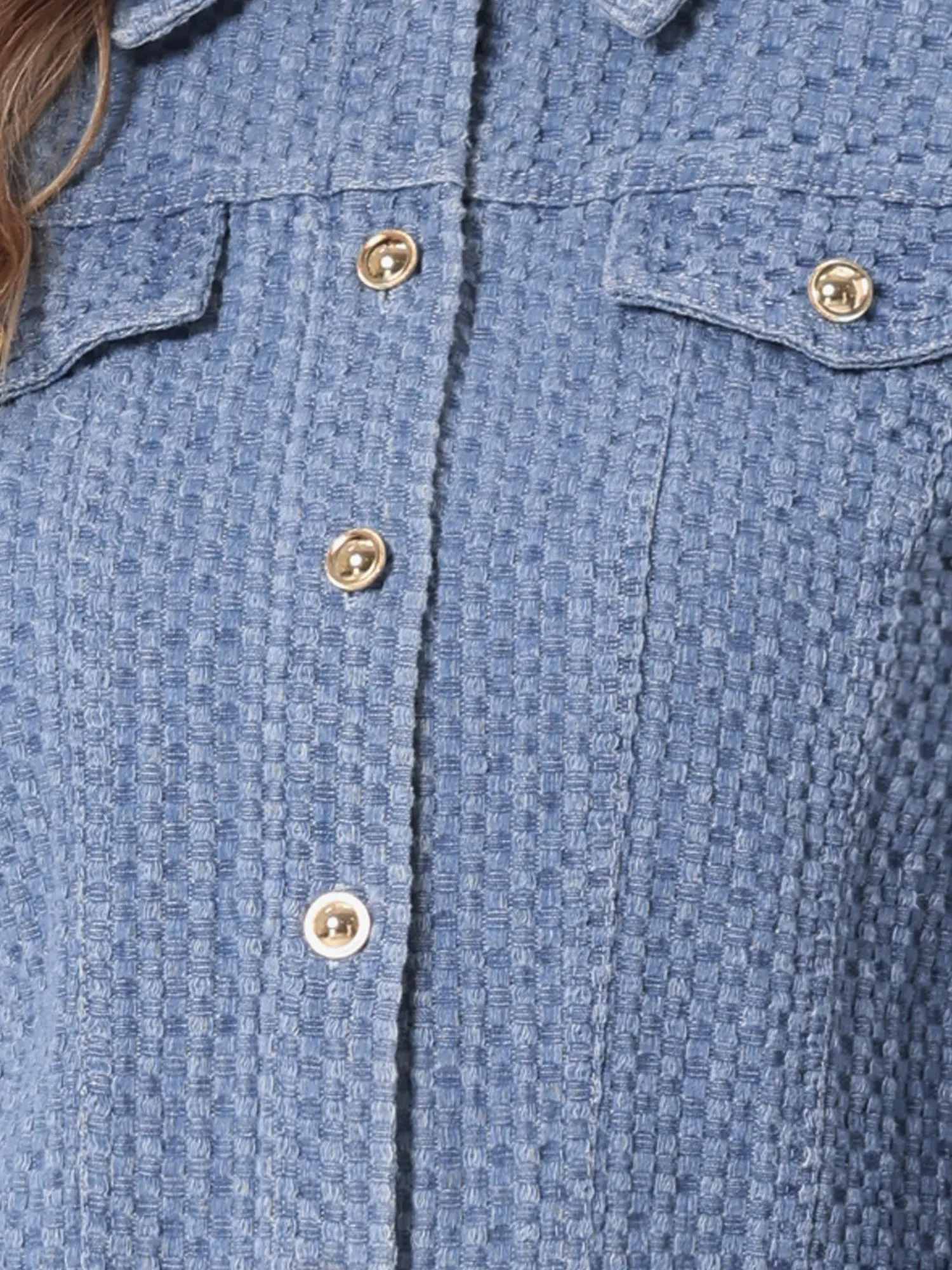 Button Up Long Sleeve Texture Washed Casual Denim Jacket