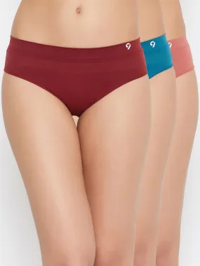 C9 Airwear Women's Assorted Regular Fit Mid Rise Panty - Pack of 3