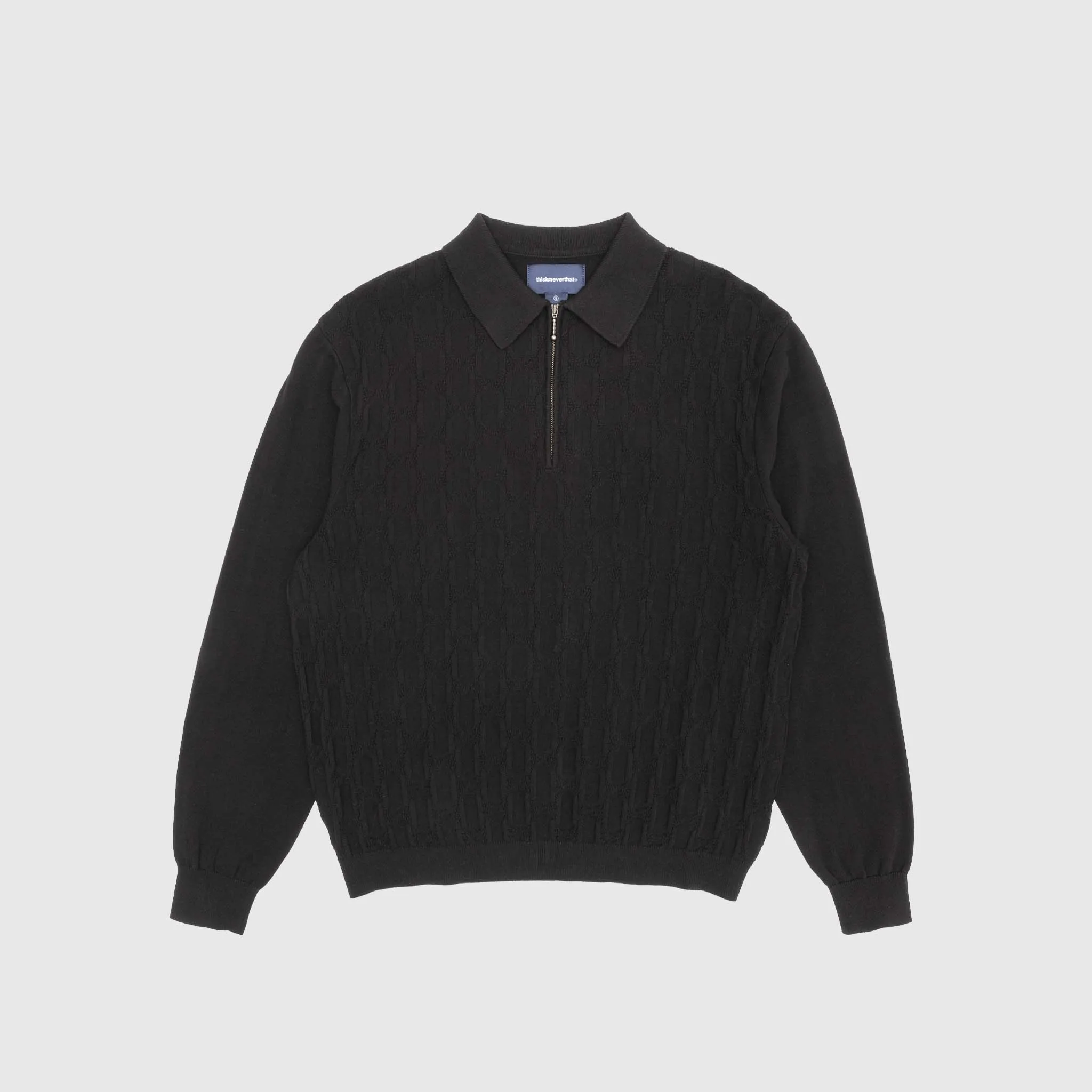 CABLE KNIT ZIP POLO