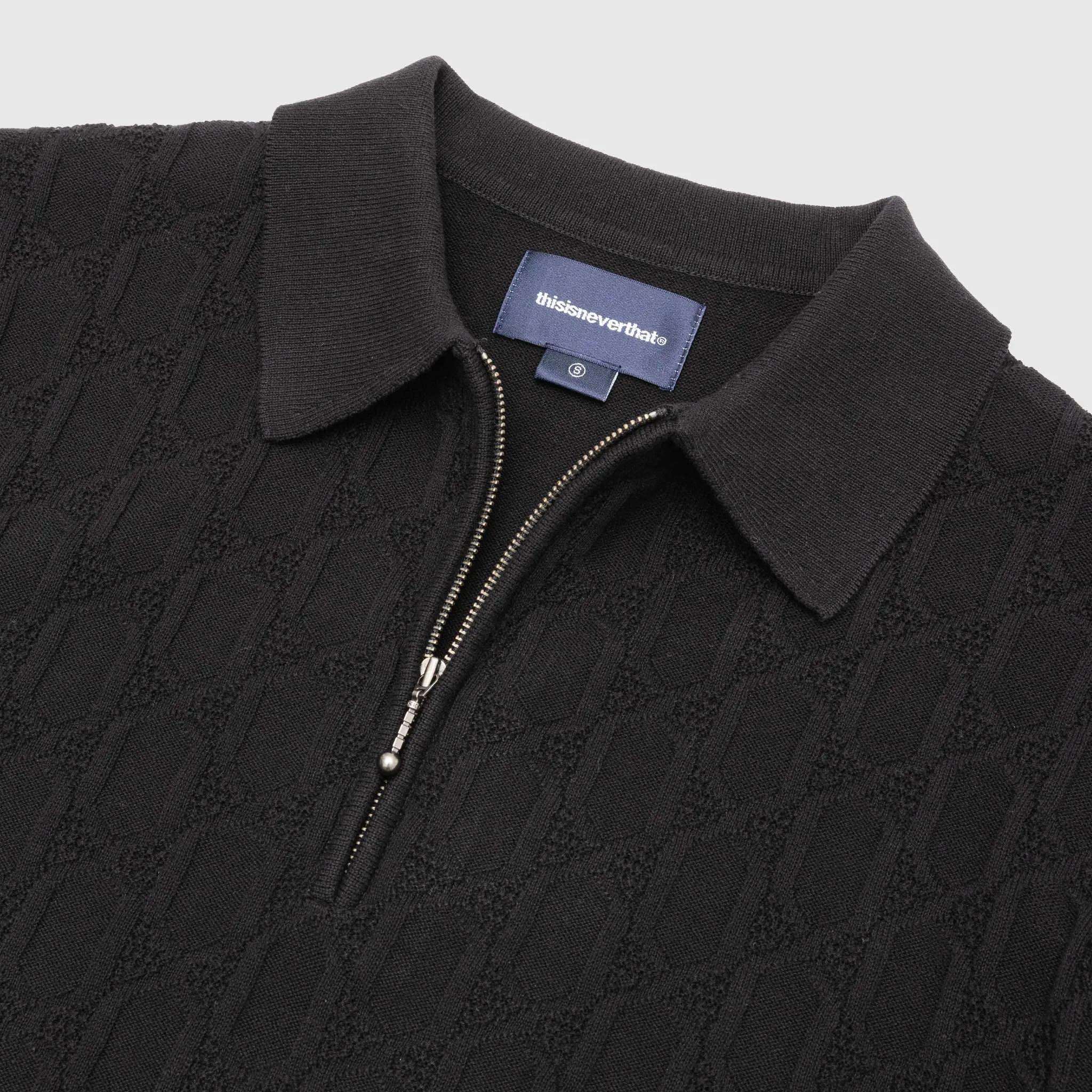 CABLE KNIT ZIP POLO