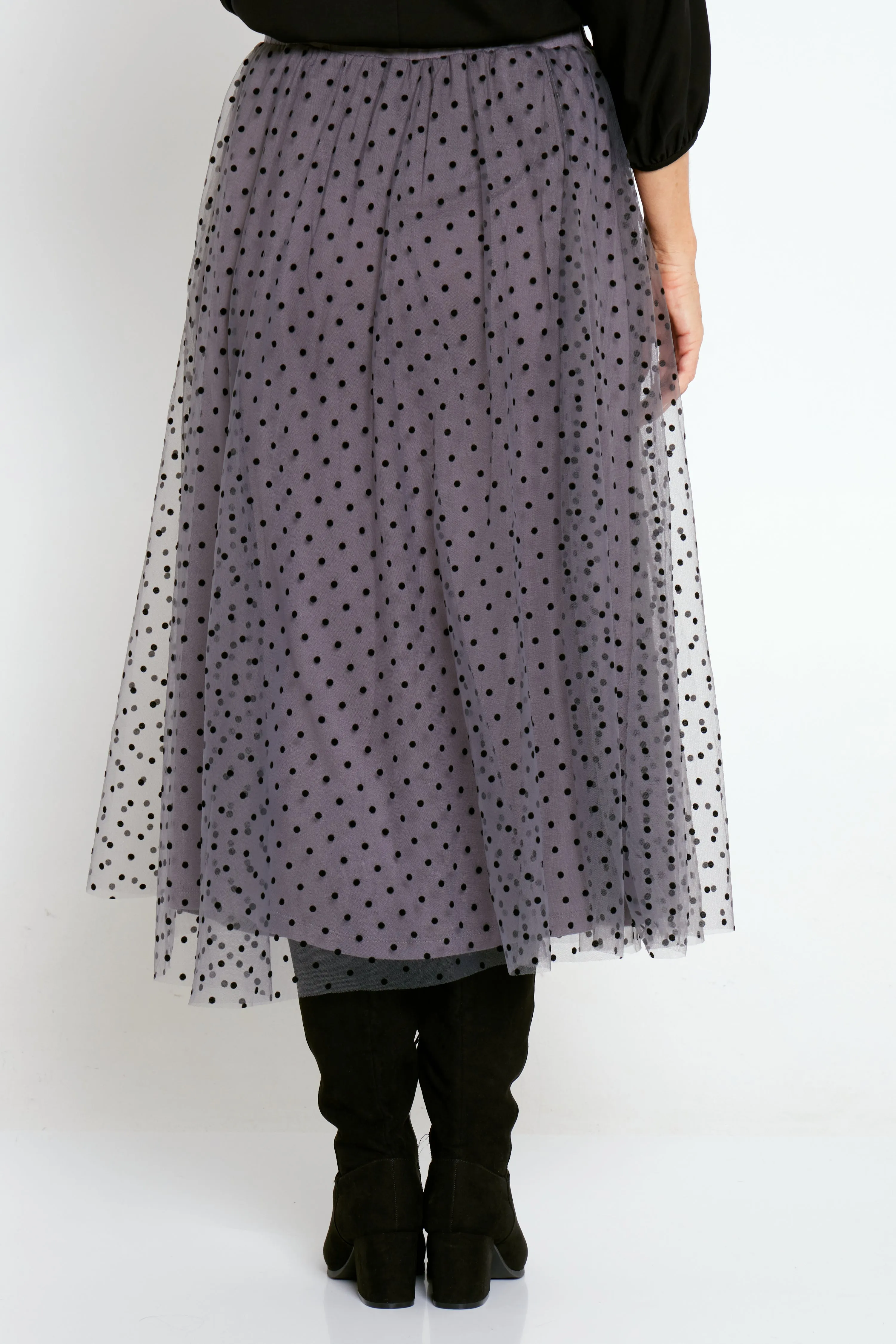 Carrie Tulle Skirt - Steel/Micro Spot