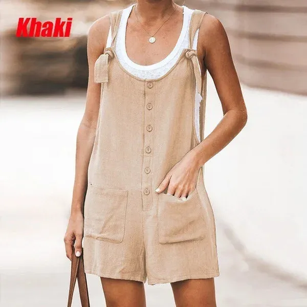 Casual Summer Solid Loose Strap Jumpsuit For Women Body Donna Roupa Feminina Tenue Sexy Femme Enteritos Mujer Bodycon Shorts