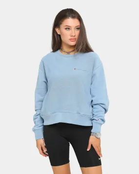 Champion Women's Rev Weave Rebound BF Crewneck Chambray Washed