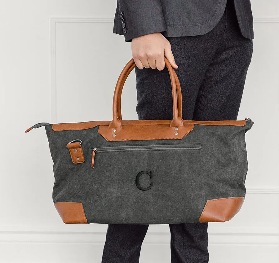 Charcoal Groomsmen Canvas Weekender Travel Bag