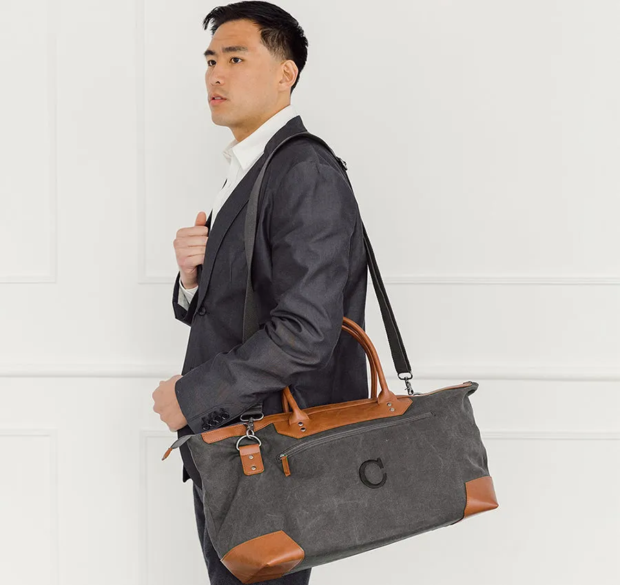 Charcoal Groomsmen Canvas Weekender Travel Bag