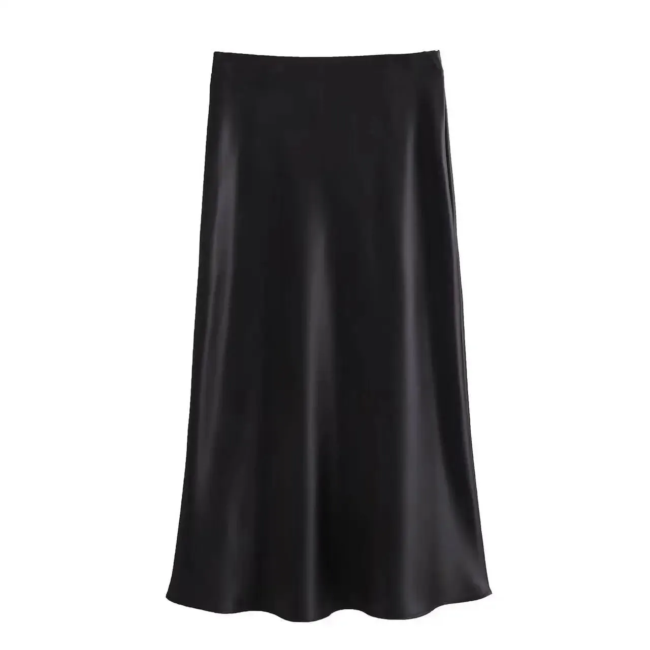 Chic High Waist Satin Silk Slim Fashion Midi Skirt