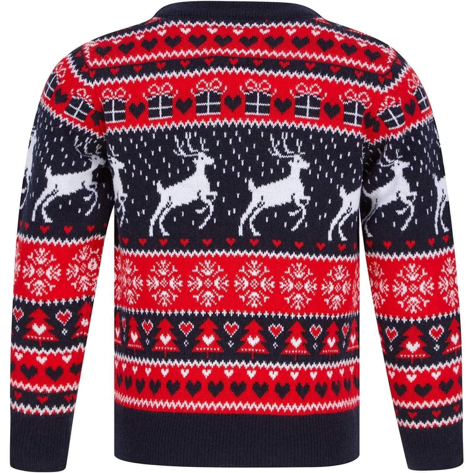 Christmas Snow Reindeer Nordic Fairisle Junior Christmas Jumper - Navy