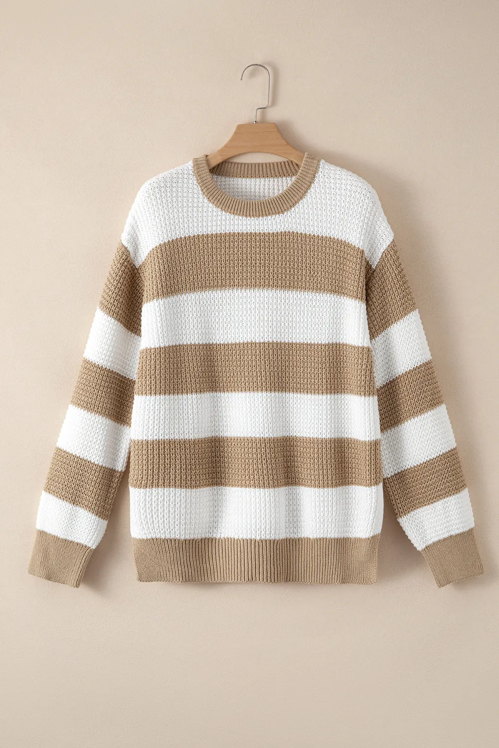 Colorblock Stripe Side Slit Sweater