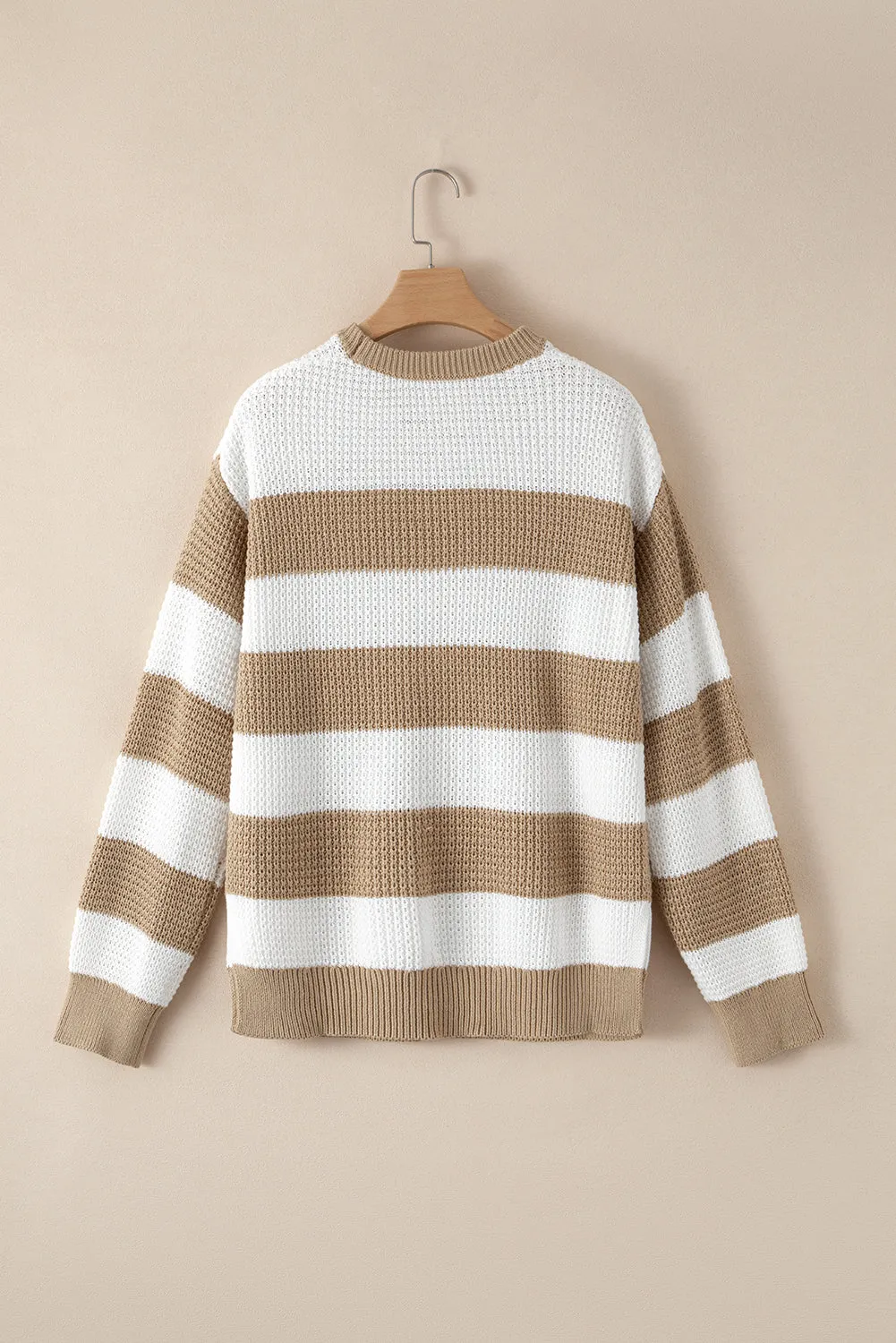 Colorblock Stripe Side Slit Sweater