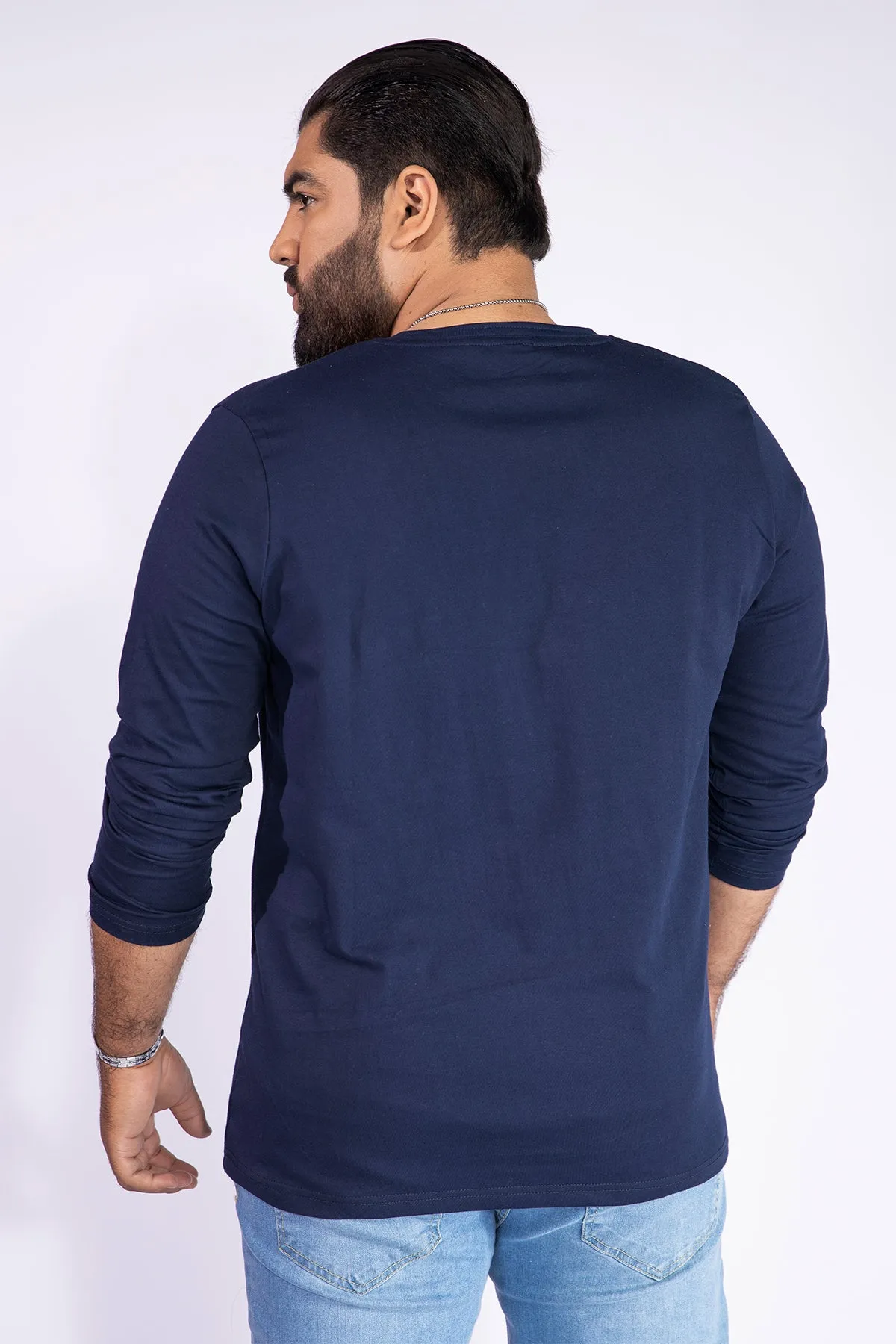 Contrast Twill Tape Henley T-Shirt (Plus Size) - W21 - MT0113P