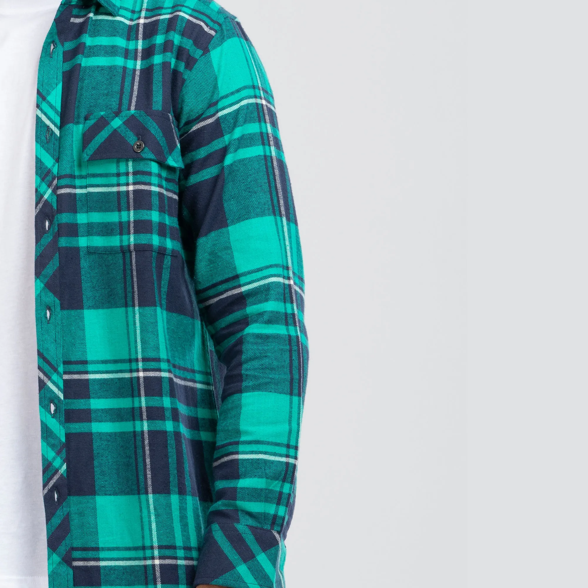 Cozy Long Sleeve Flannel Shirt - Green