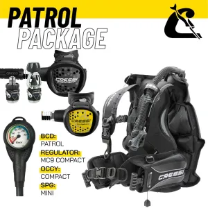 Cressi Patrol BCD   MC9 Compact Regulator   Octopus   Mini Spg Set - Patrol Package