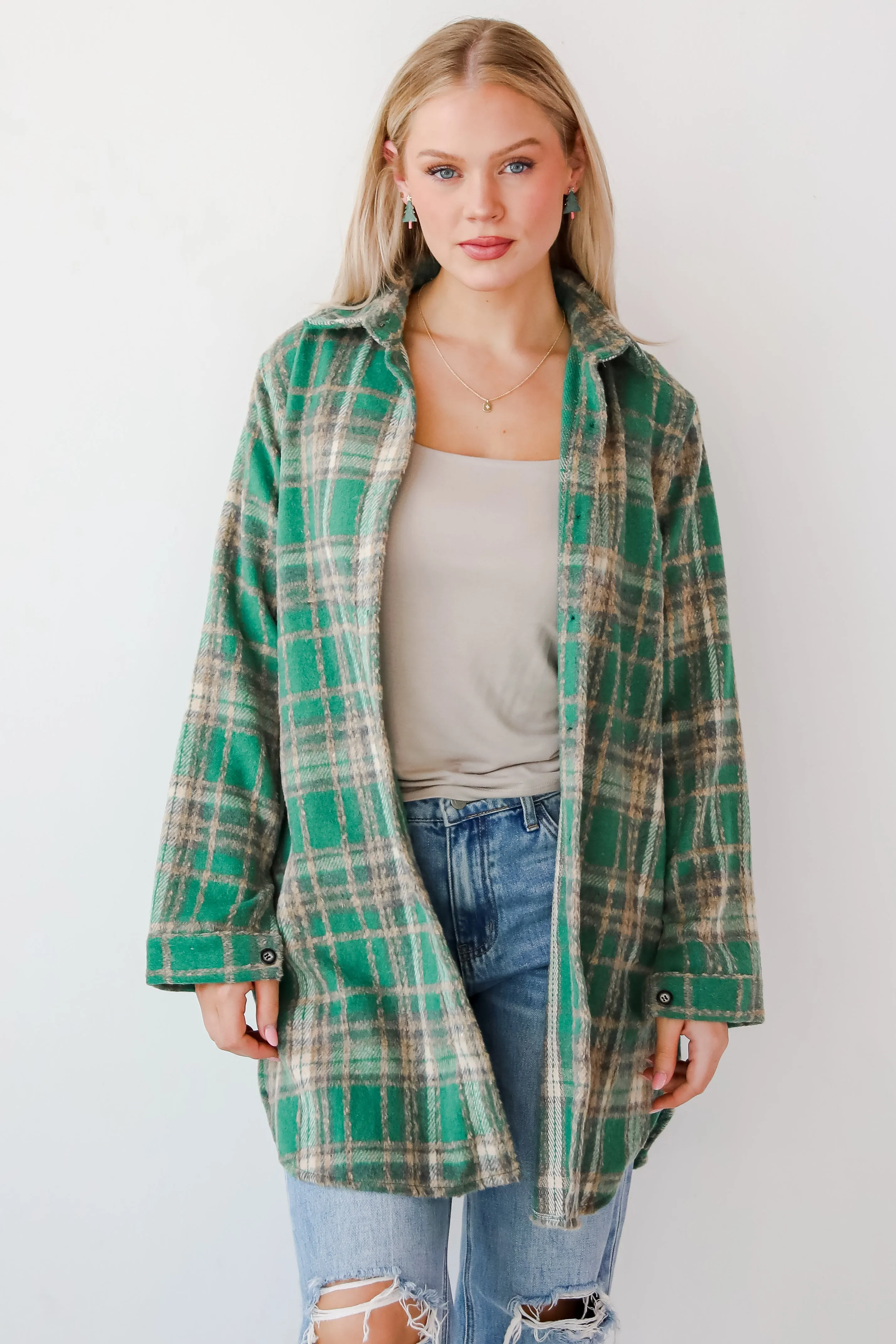 Cuddle Club Green Plaid Shacket