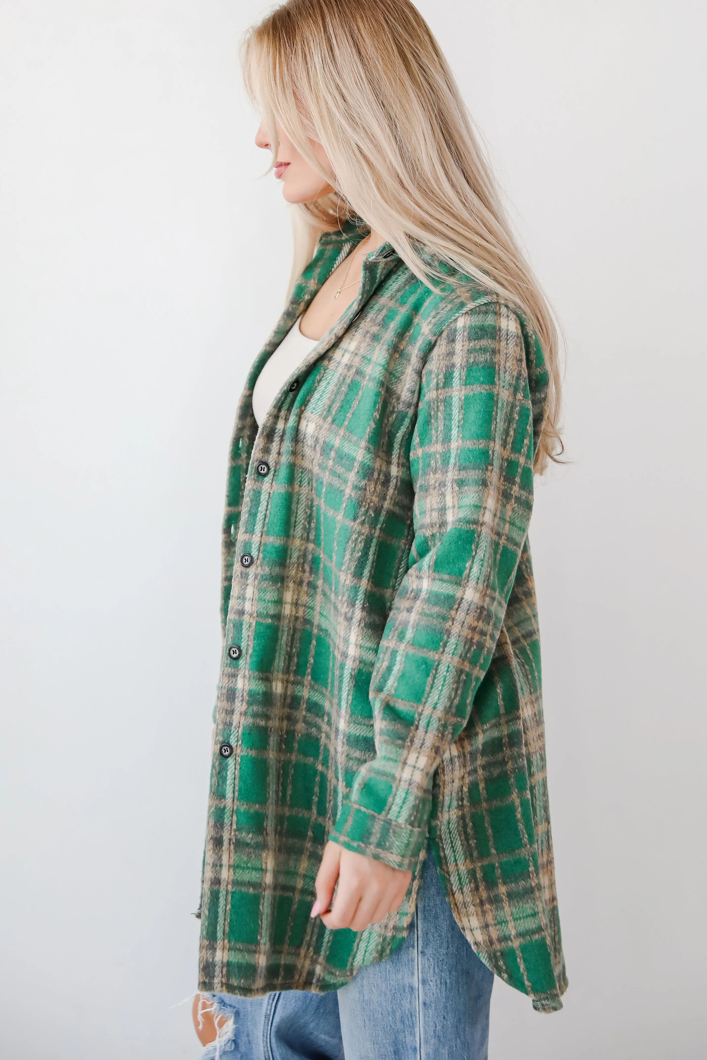 Cuddle Club Green Plaid Shacket