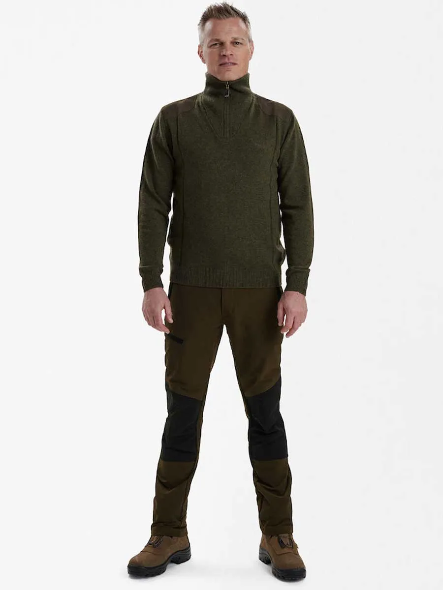 DEERHUNTER Sheffield Knit Zip-Neck Jumper - Mens - Green Melange