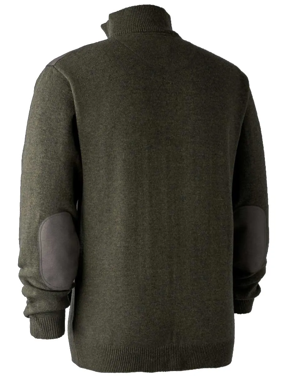 DEERHUNTER Sheffield Knit Zip-Neck Jumper - Mens - Green Melange