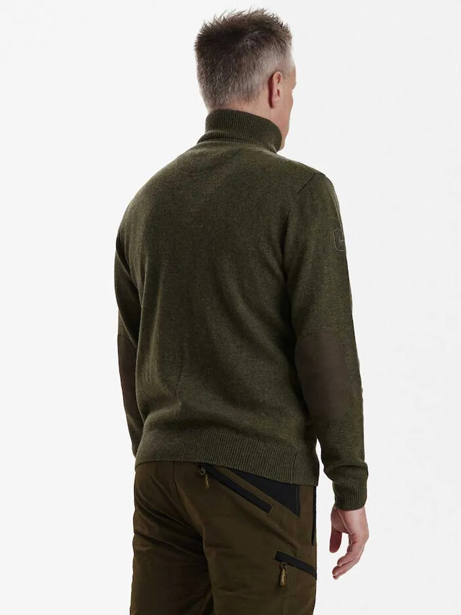 DEERHUNTER Sheffield Knit Zip-Neck Jumper - Mens - Green Melange