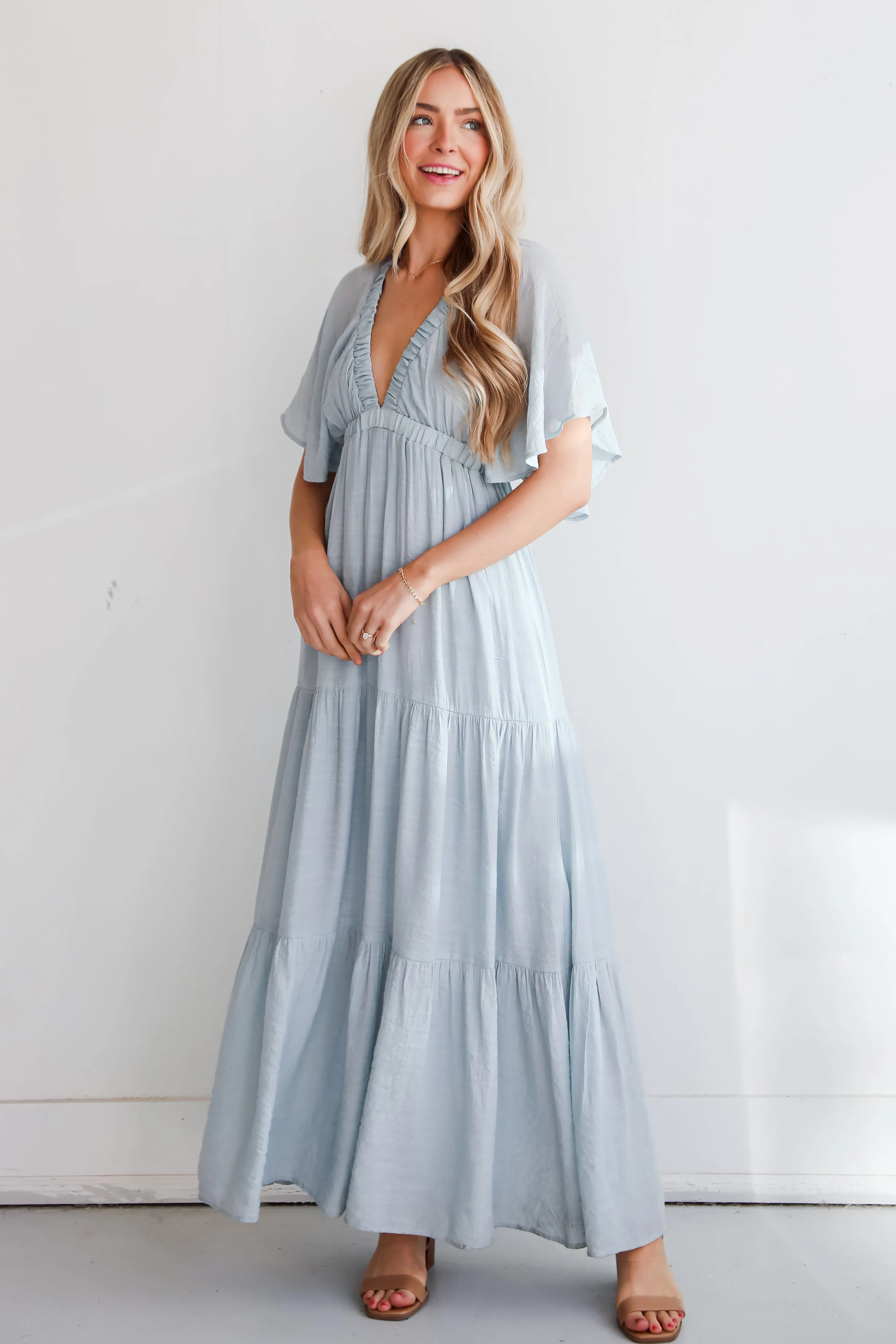 Delicate Destiny Dusty Blue Maxi Dress