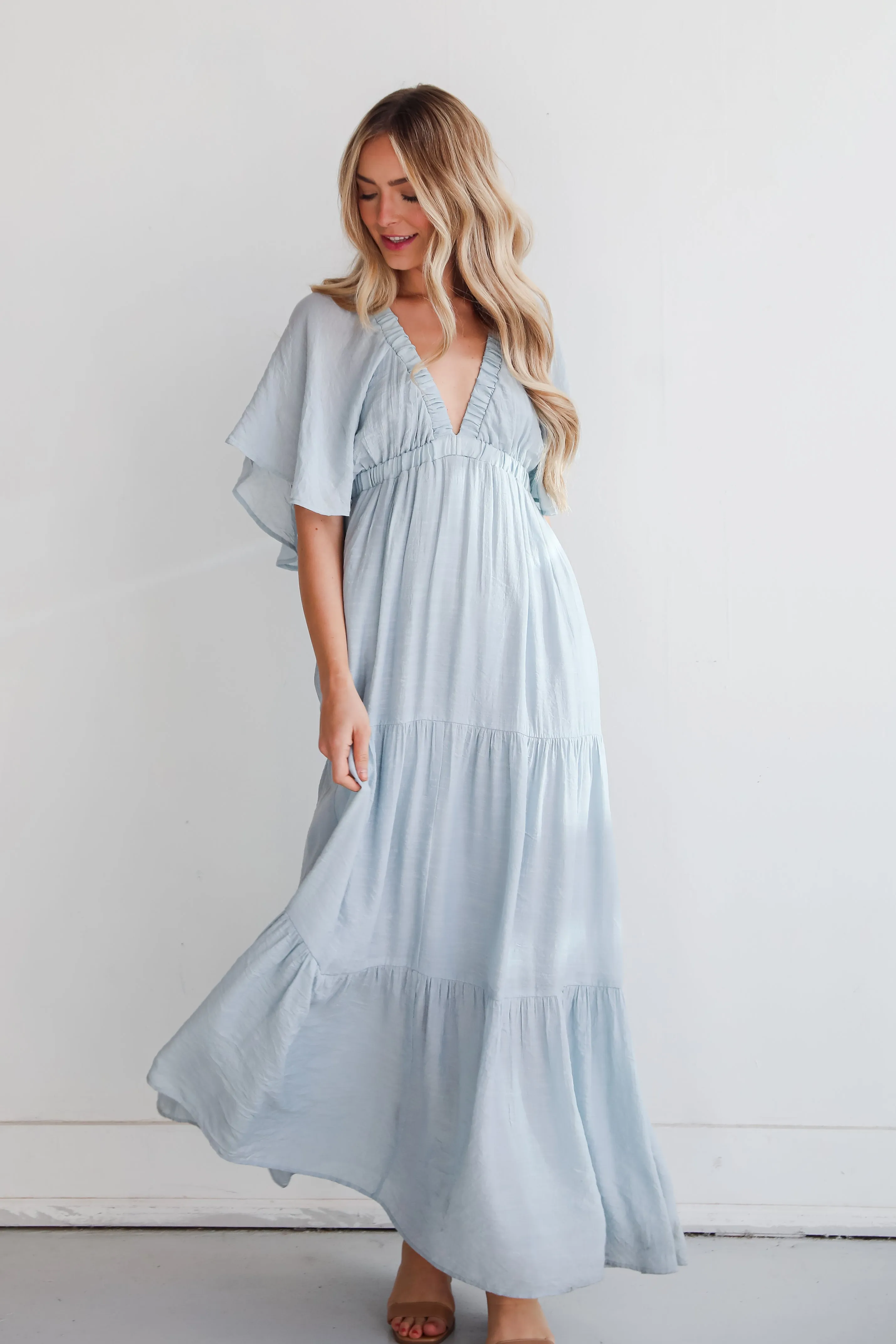 Delicate Destiny Dusty Blue Maxi Dress