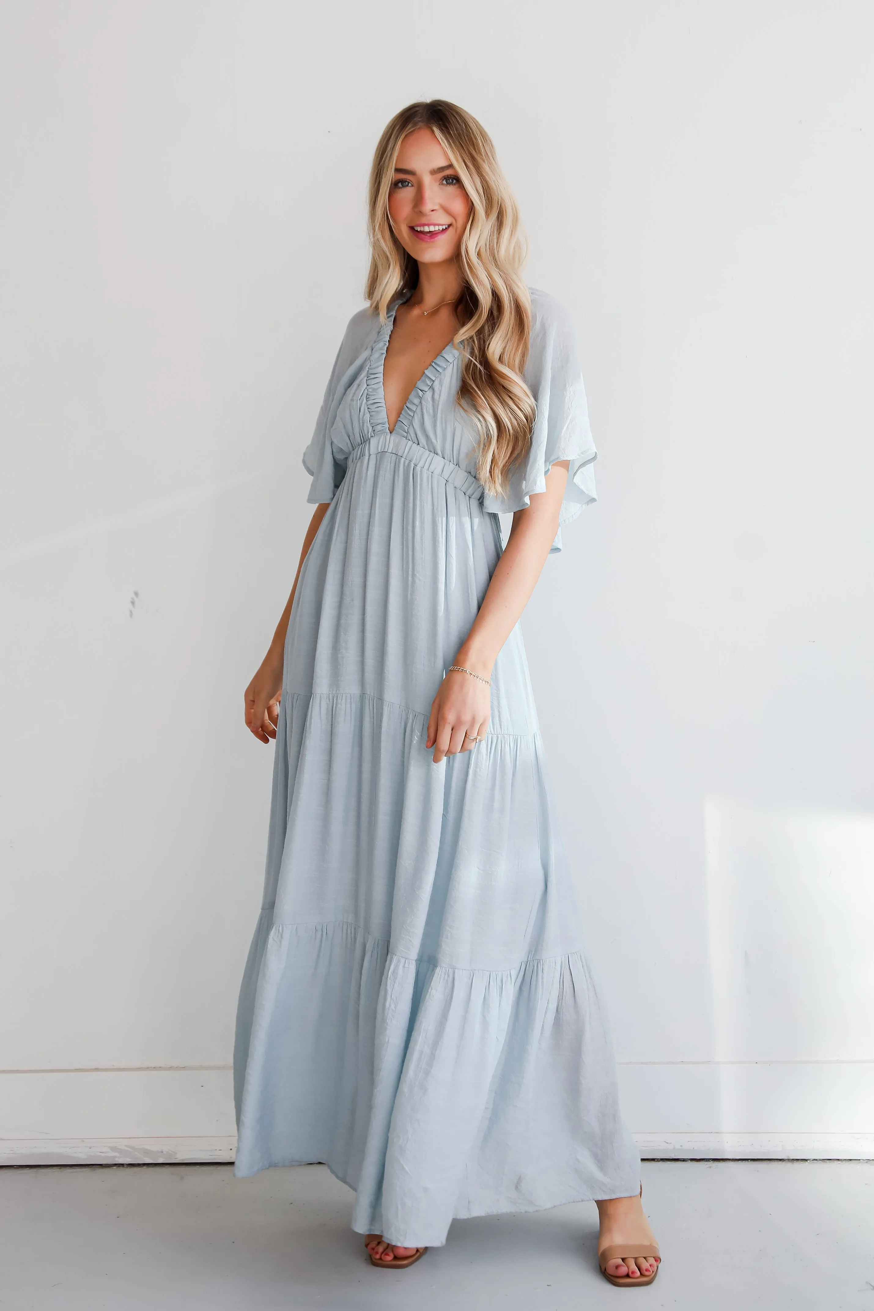 Delicate Destiny Dusty Blue Maxi Dress