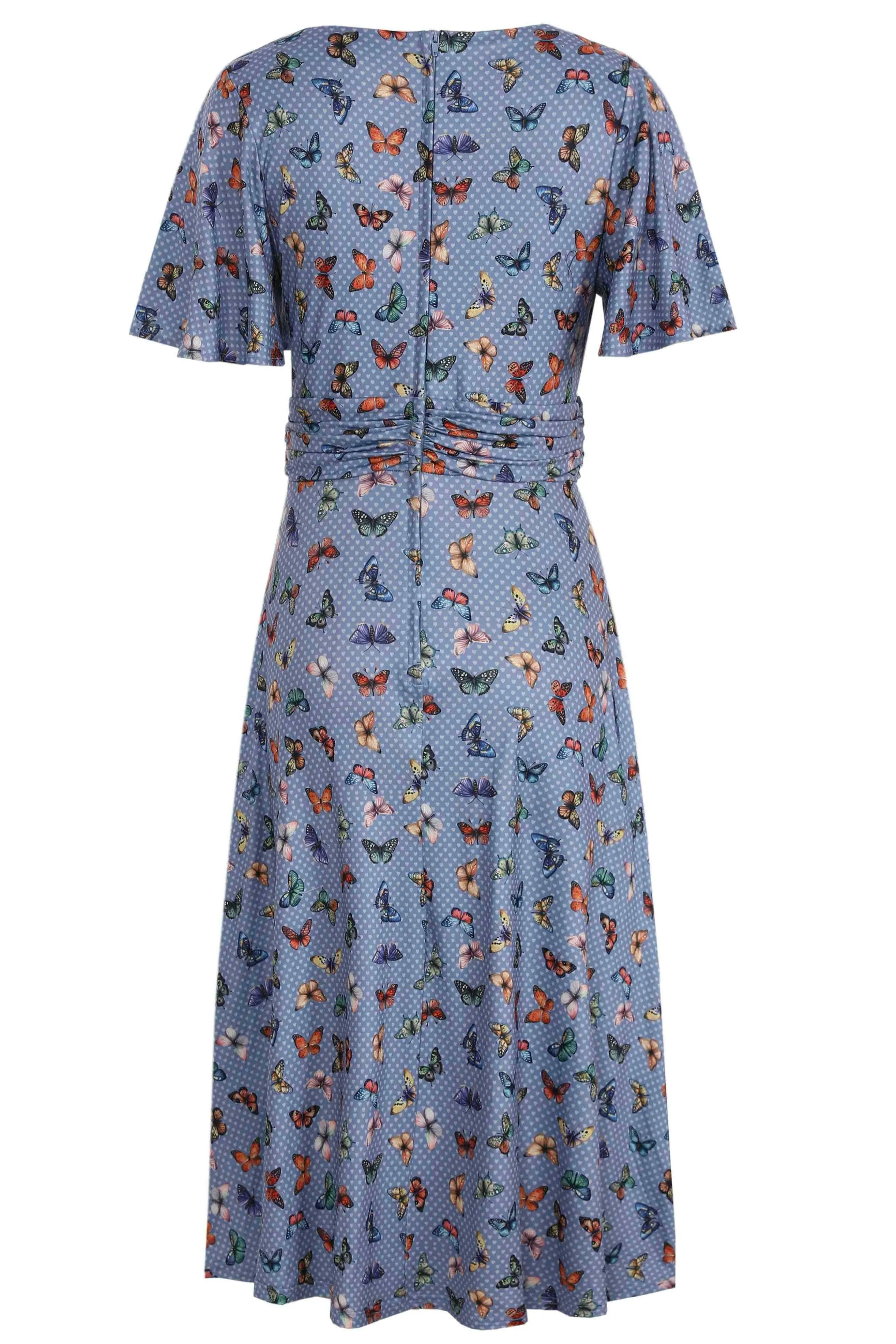 Donna Blue Butterfly Polka Dot Tea Dress