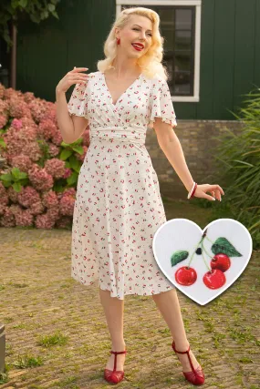 Donna Cherry White Crossover Bust Dress