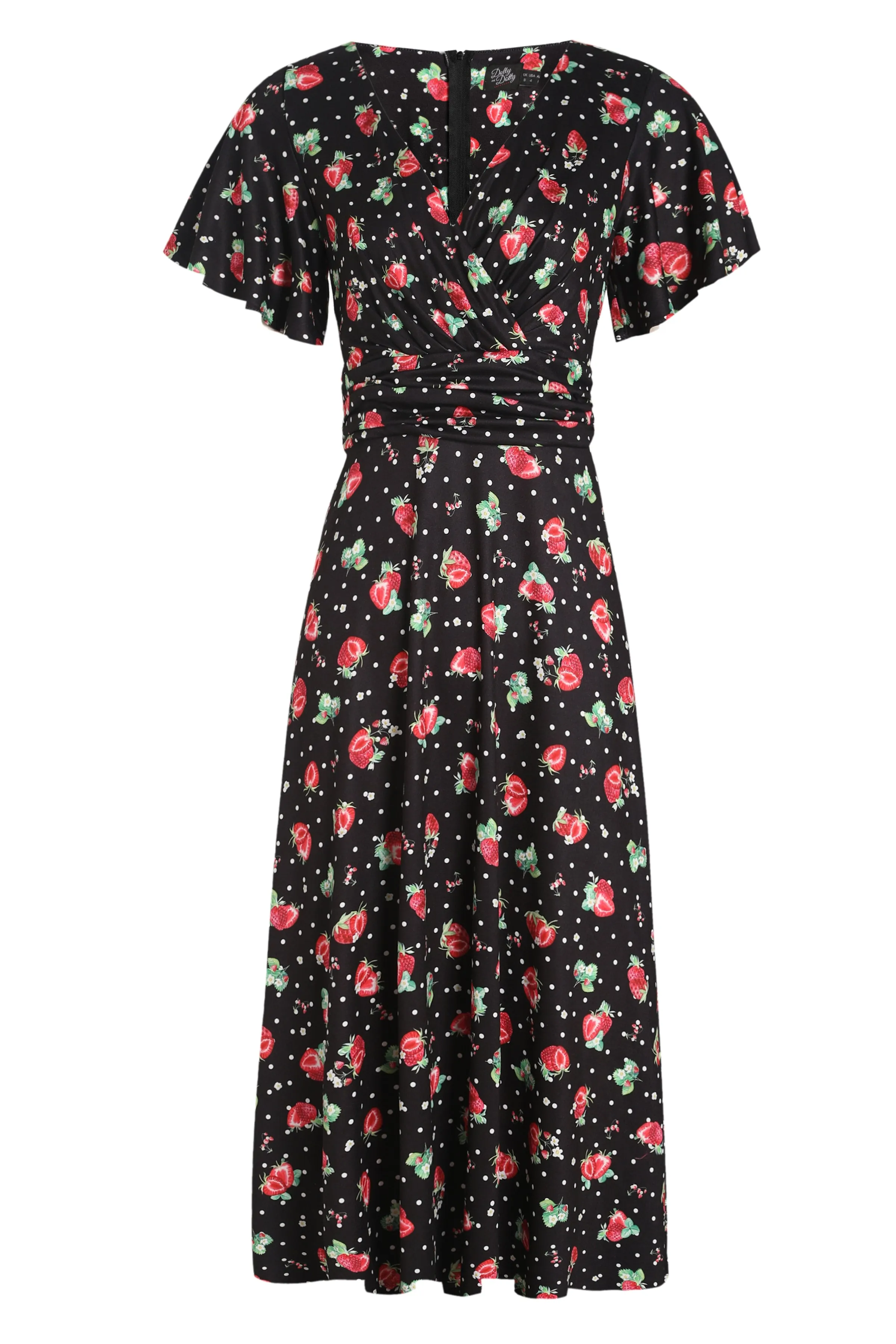 Donna Crossover Bust Black Strawberry Dress