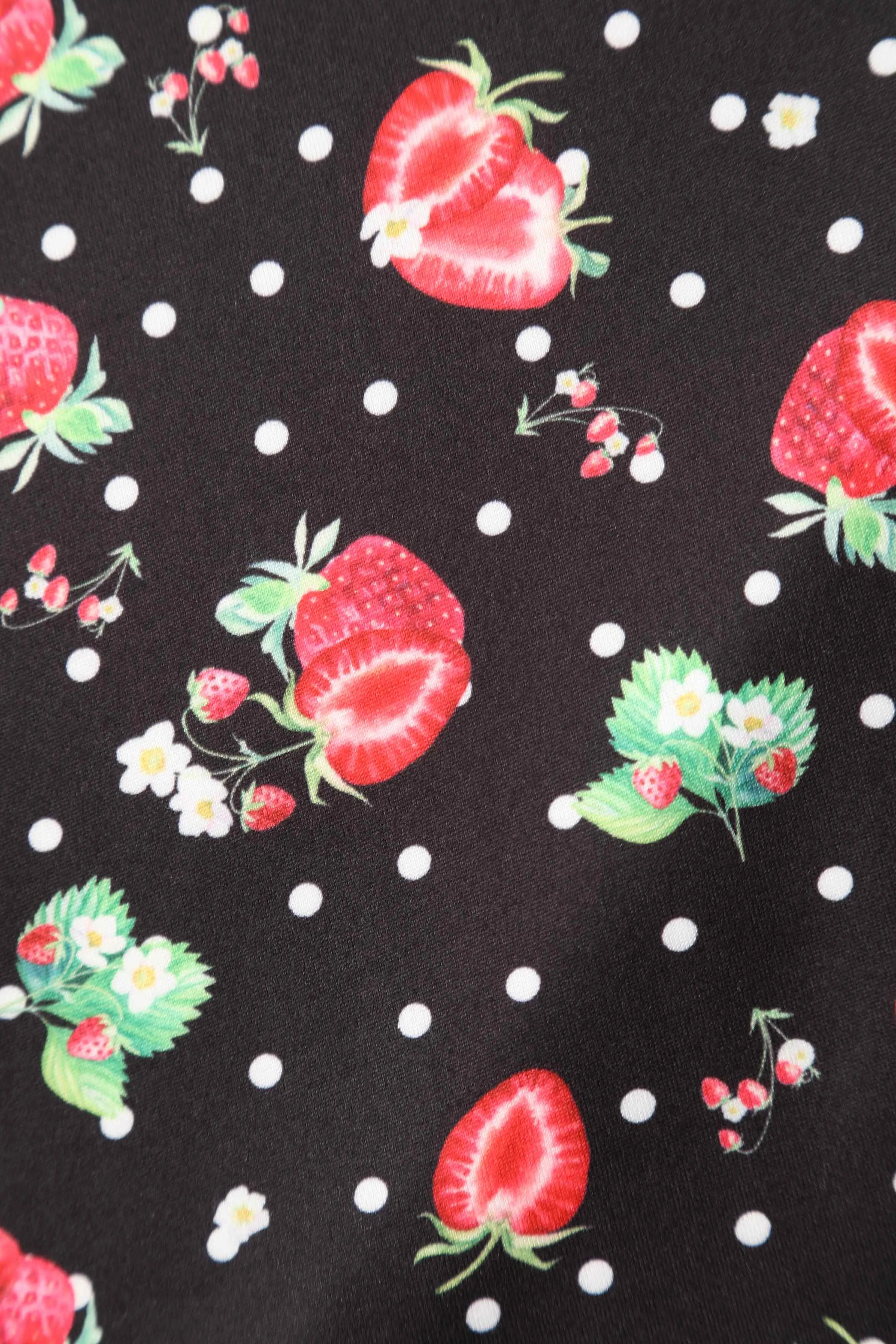 Donna Crossover Bust Black Strawberry Dress