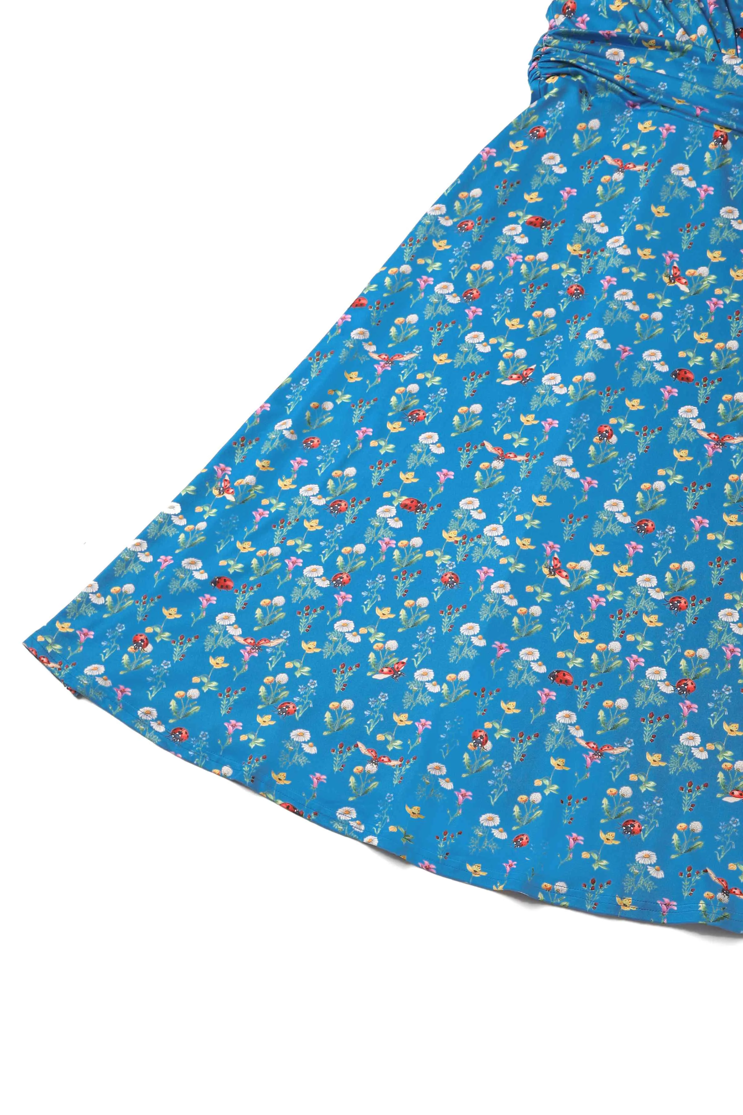 Donna Crossover Bust Blue Ladybug Dress