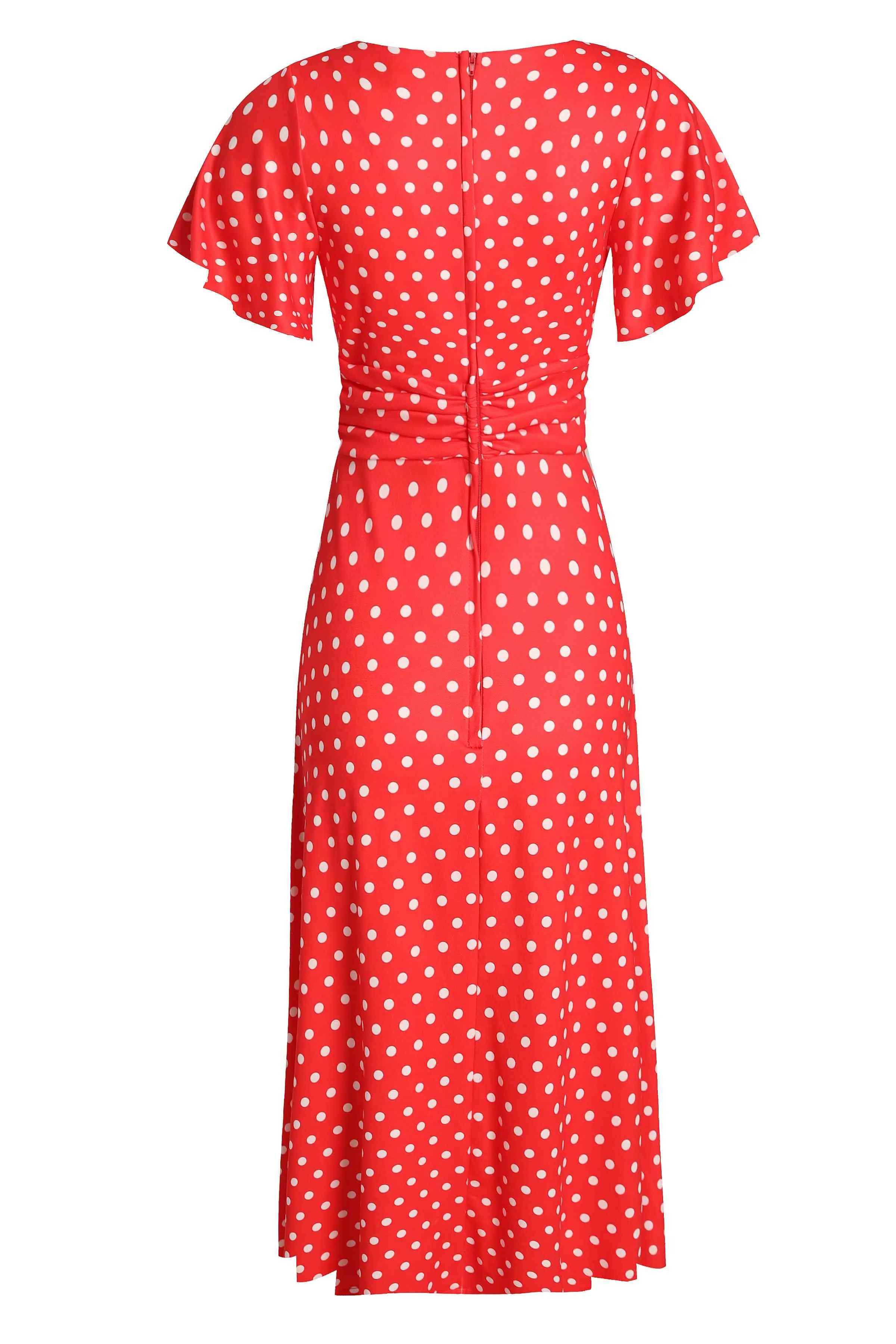 Donna Crossover Bust Red Polka Dot Dress