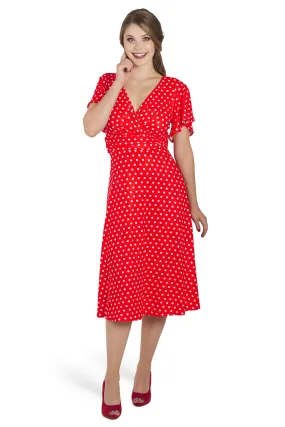 Donna Crossover Bust Red Polka Dot Dress