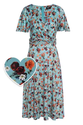 Donna Light Blue Carnation Tea Dress