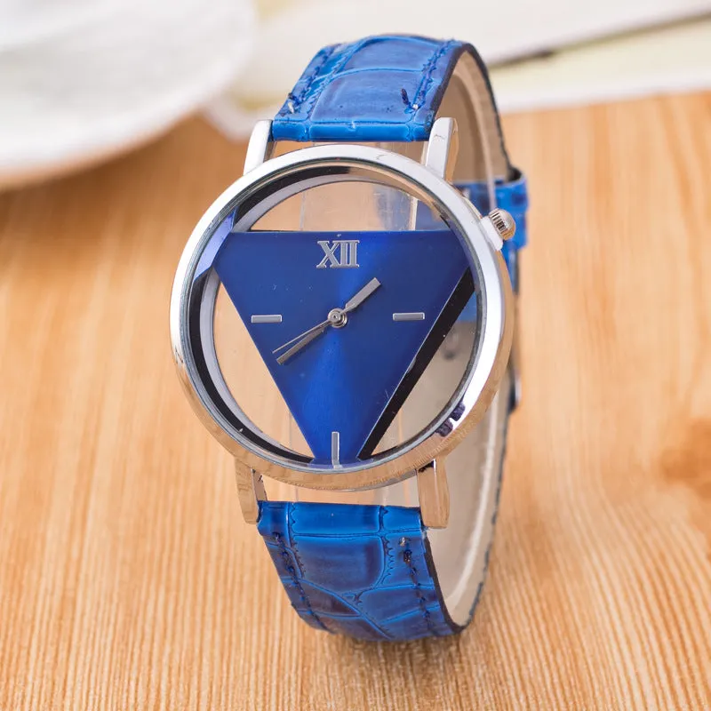 Double-Sided Hollow-Out Transparent Korean-Style Student Triangle Watch