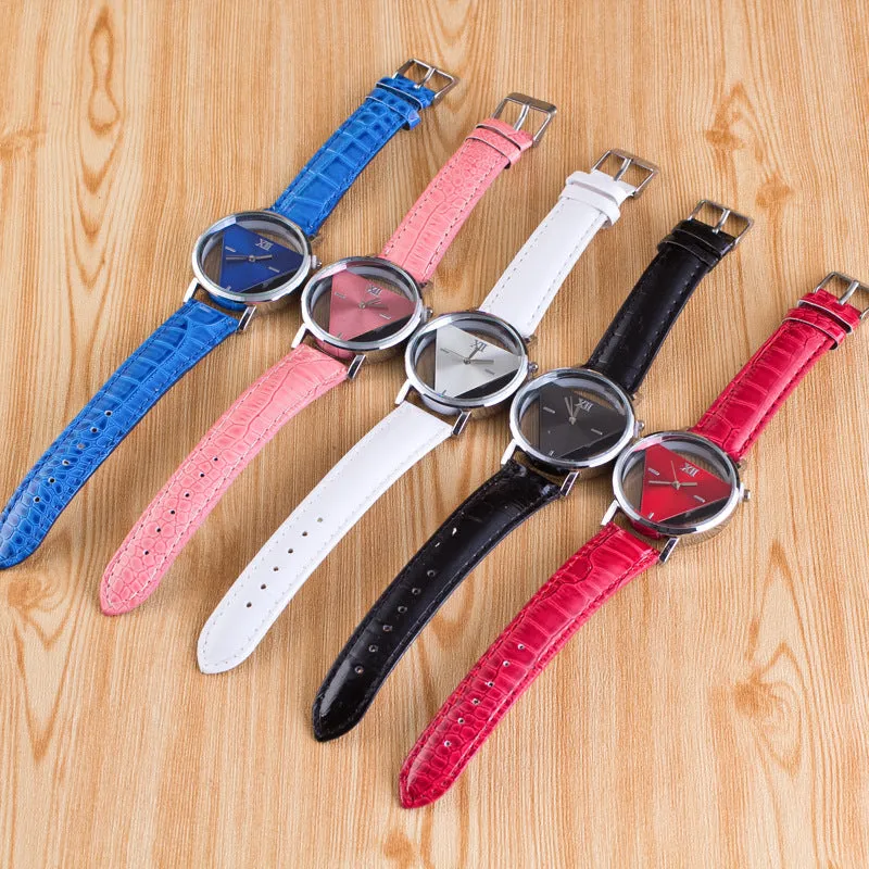 Double-Sided Hollow-Out Transparent Korean-Style Student Triangle Watch