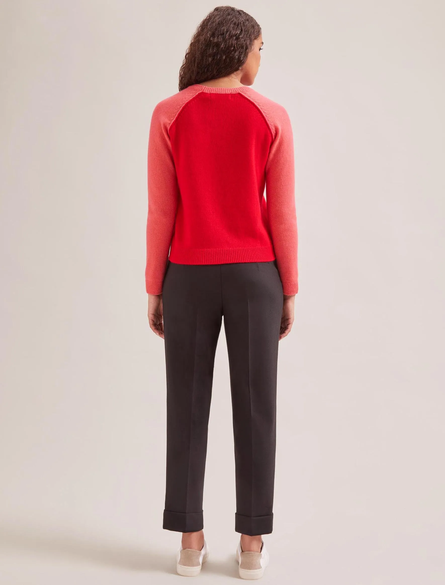 Drew Cashmere Jumper - Red Pink Colourblock