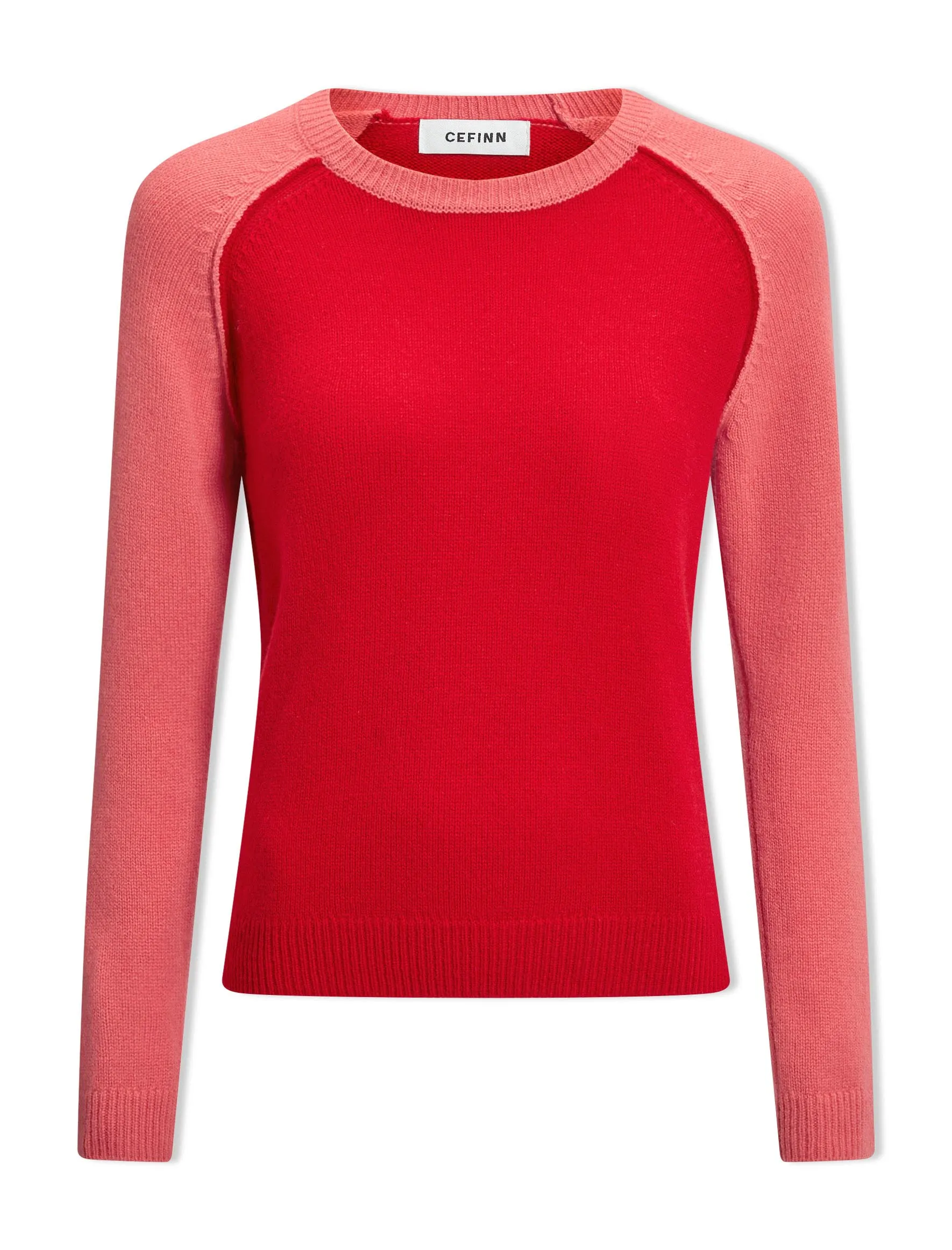 Drew Cashmere Jumper - Red Pink Colourblock